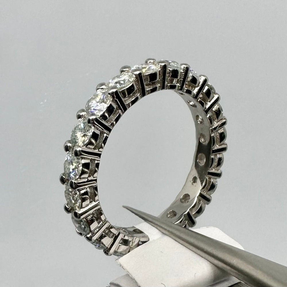 Moissanite Diamond Ring Eternity Wedding Band Anniversary Brilliant 2 Ct Size 7 - Picture 4 of 12